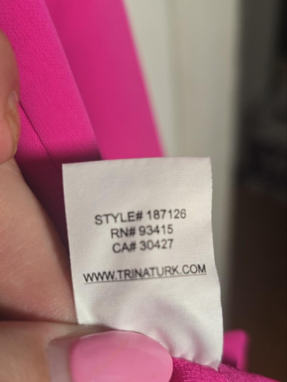 Trina Turk M/L Hot Pink V-Neck Bell Sleeve Blouse - Picture 4 of 5